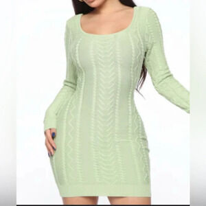 Green Cable Knit Dress